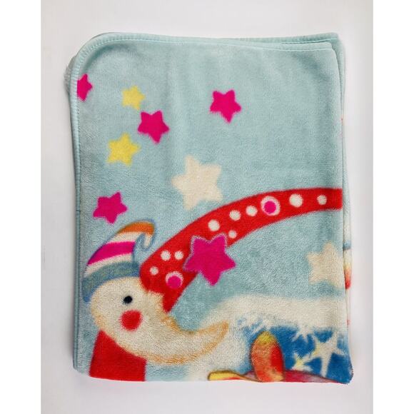 Vtg Baby Blanket Plush Good Night Blue Star Moon Angora Acrylic Ann's Trading Co - Picture 4 of 6